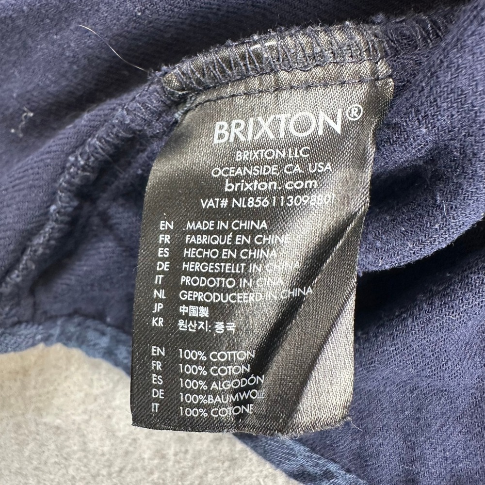 Brixton Flannel Shirt Mens Medium Blue Plaid Long Sleeve Button Down Cotton - Picture 6 of 8